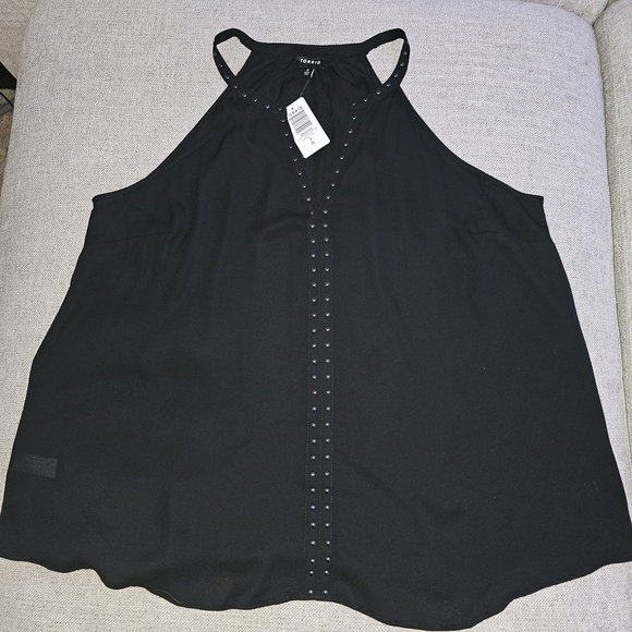 Torrid Black Halter Blouse with Stud Accents - Picture 1 of 2